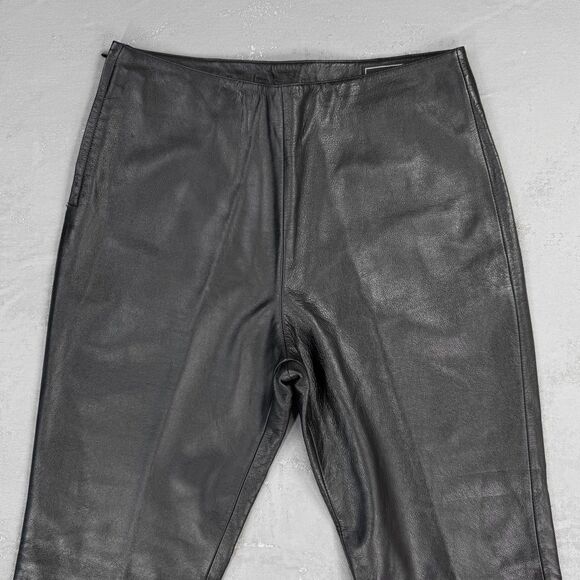 Vintage Lucky Leather Black Leather Straight Leg Pants Women's 8 - Picture 2 of 6